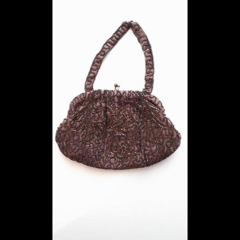Vintage Beaded Clutch Handbag with Decorative Embroidery